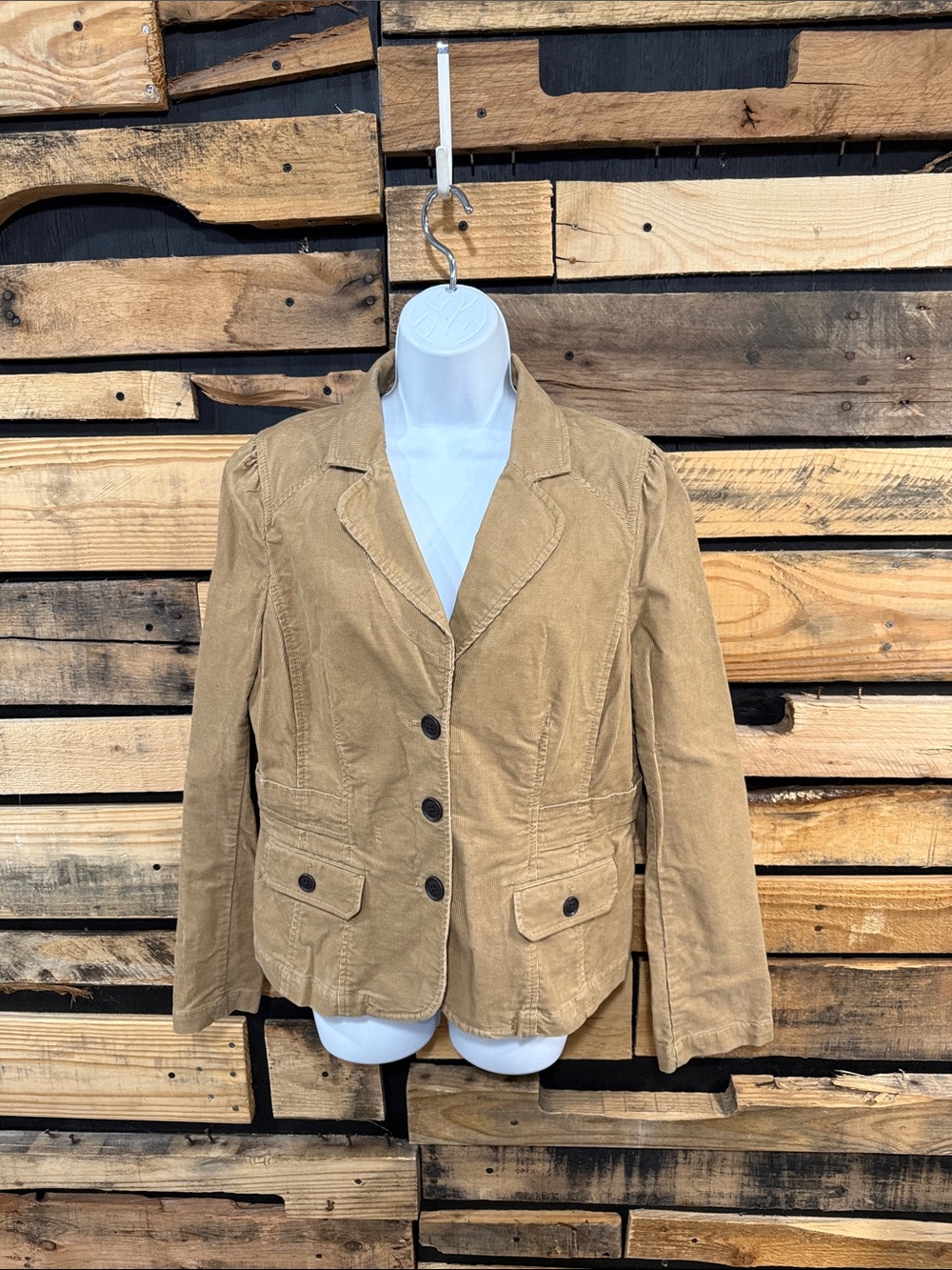 Ann Taylor LOFT tan corduroy button-front blazer jacket women’s size 10